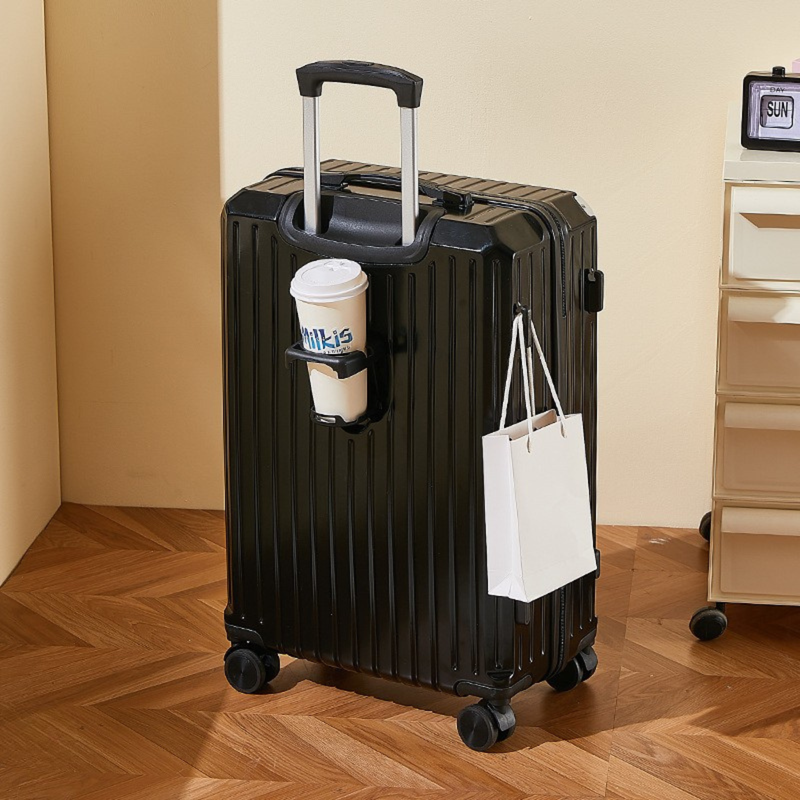 Multifunctional Suitcase – Anti-Collision, Cup Holder (Cool Black) (TR-HARD-0065)