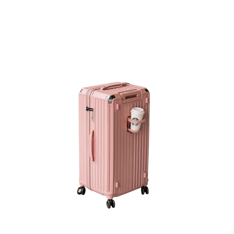 Large Capacity Durable Suitcase – Upgraded Cup Holder (Cornelian Pink) (TR-HARD-0040)