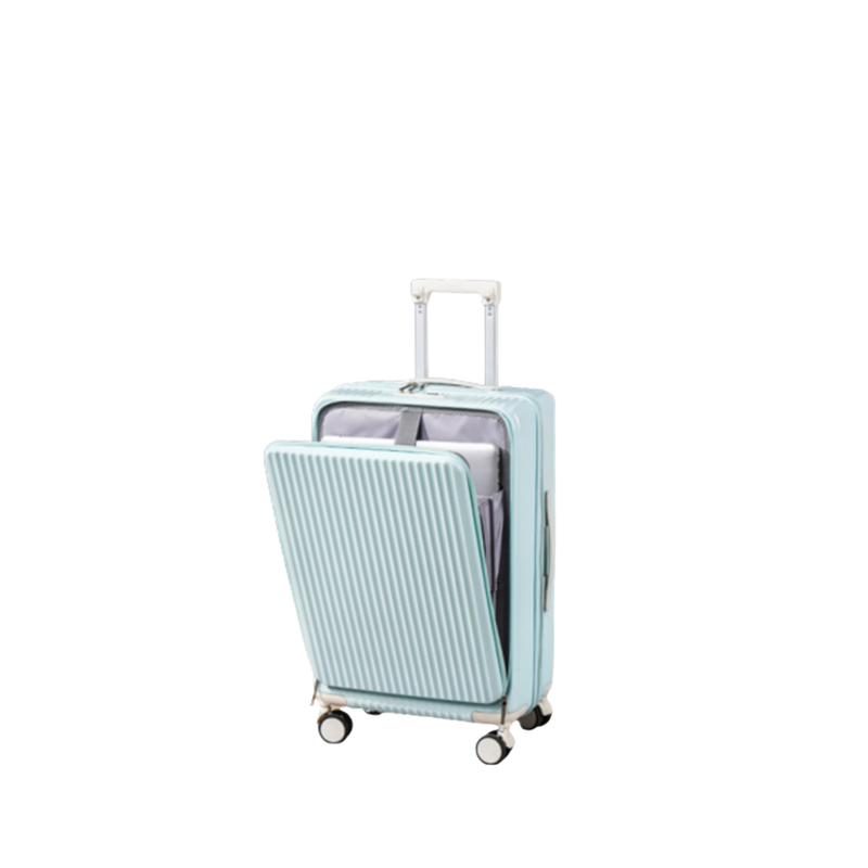 Front-Opening Multifunctional Suitcase – Thickened, USB (Mint Green) (TR-HARD-0076)