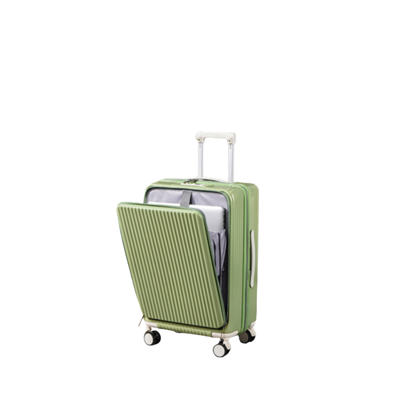 Front-Opening Multifunctional Suitcase – Thickened, USB (Matcha Green) (TR-HARD-0075)