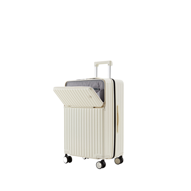 New Large Capacity Suitcase – Front-Opening (Milk White) (TR-HARD-0080)