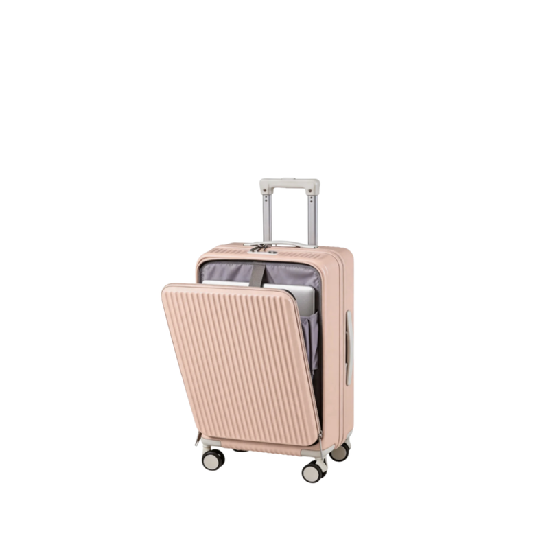 Front-Opening Multifunctional Suitcase – Thickened, USB (Dogwood Pink) (TR-HARD-0079)