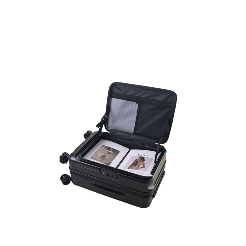 Side‑Open Expandable Suitcase – Zipper Expandable, 1/9 Split (Midnight Black) (TR-HARD-0100)