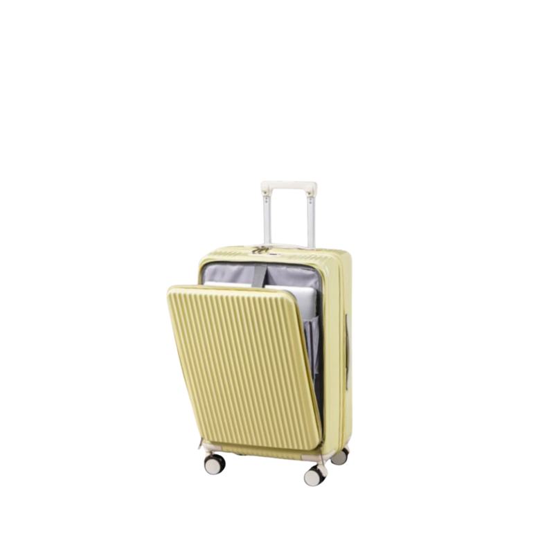 Front-Opening Multifunctional Suitcase – Thickened, USB (Lemon Yellow) (TR-HARD-0077)