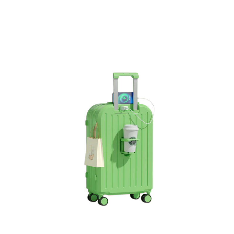 Little Fresh Suitcase – USB & Cup Holder (Matcha Green) (TR-HARD-0031)