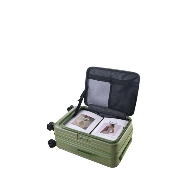 Side‑Open Expandable Suitcase – Zipper Expandable, 1/9 Split (Army Green) (TR-HARD-0095)