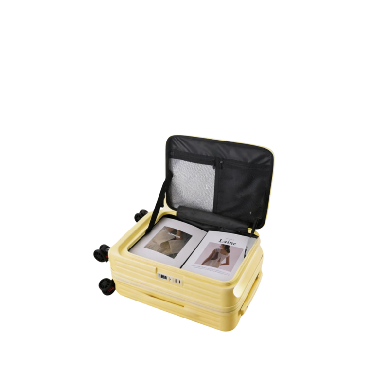 Side‑Open Expandable Suitcase – Zipper Expandable, 1/9 Split (Lemon Yellow) (TR-HARD-0098)