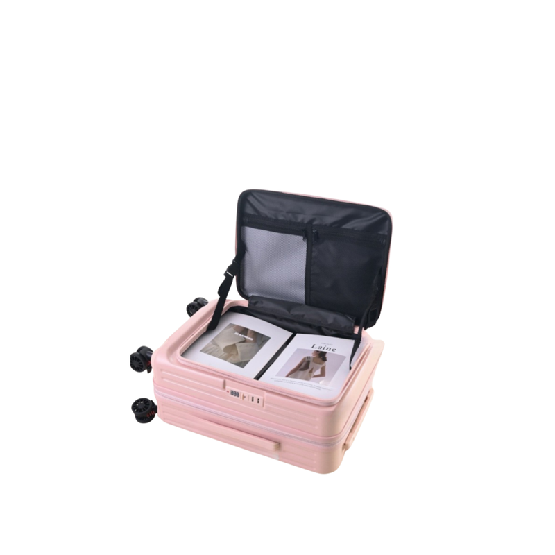 Side‑Open Expandable Suitcase – Zipper Expandable, 1/9 Split (Sakura Pink) (TR-HARD-0097)