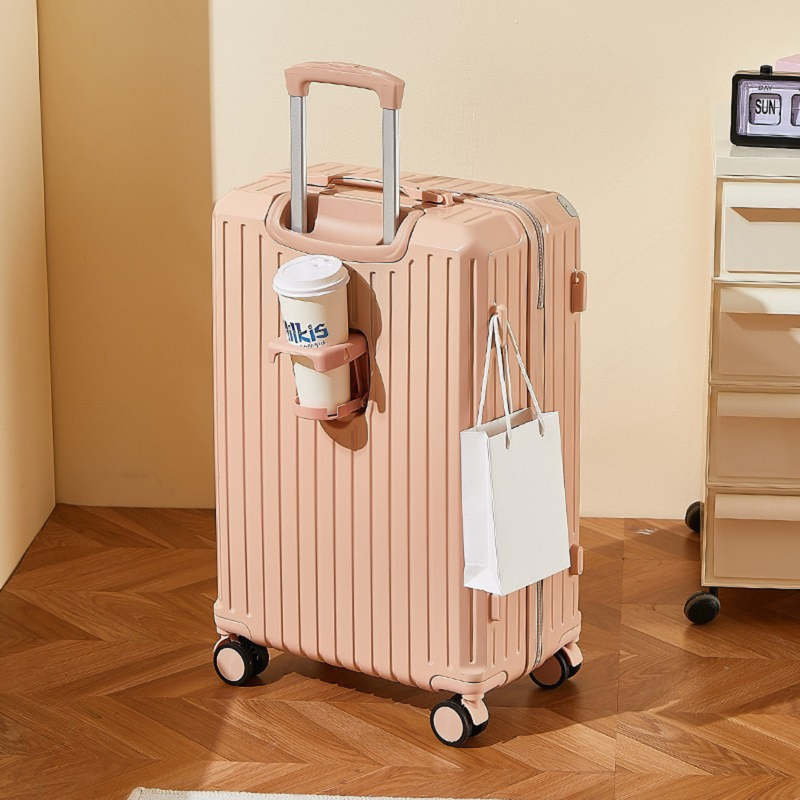 Multifunctional Suitcase – Anti-Collision, Cup Holder (Cornelian Pink) (TR-HARD-0066)