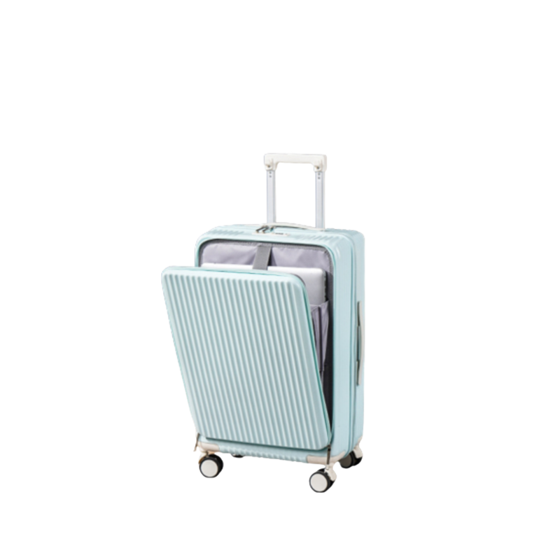 Front-Opening Multifunctional Suitcase – Thickened, USB (Mint Green) (TR-HARD-0076)