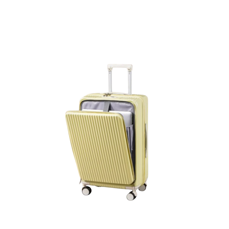Front-Opening Multifunctional Suitcase – Thickened, USB (Lemon Yellow) (TR-HARD-0077)