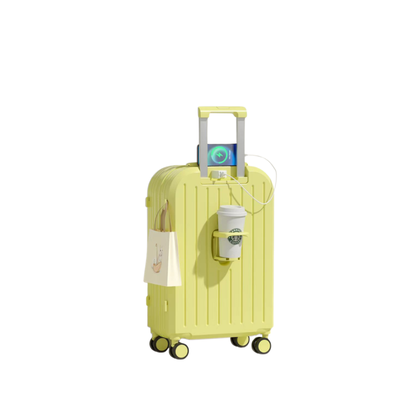 Little Fresh Suitcase – USB & Cup Holder (Lemon Yellow) (TR-HARD-0029)