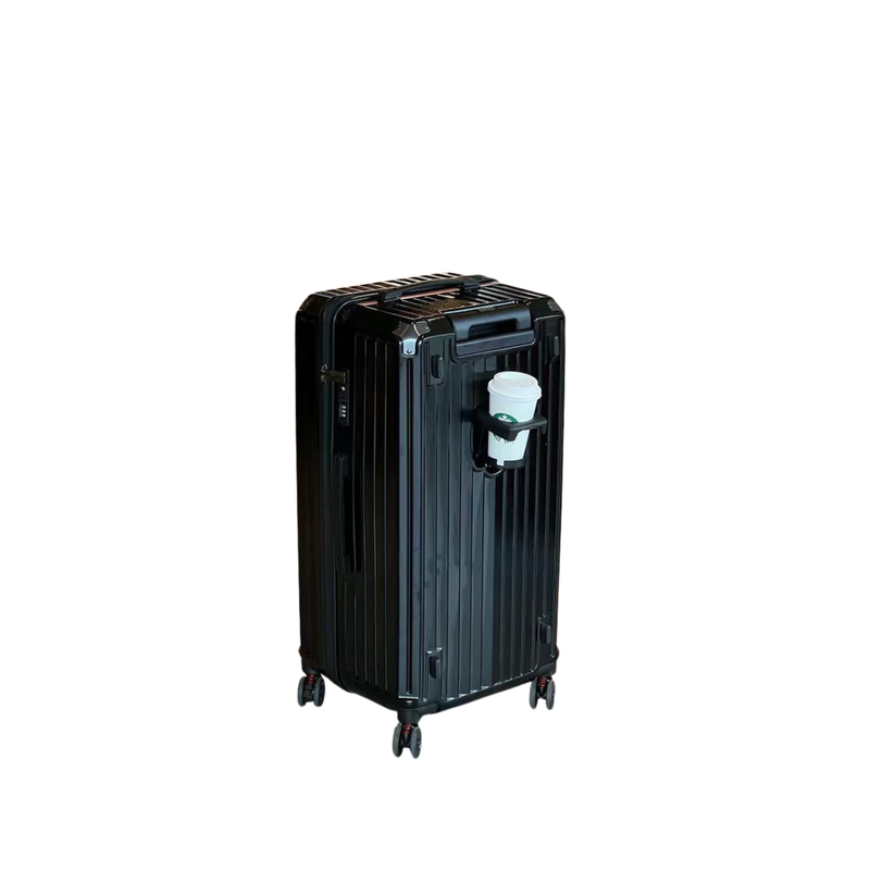 Large Capacity Durable Suitcase – Upgraded Cup Holder (Premium Black) (TR-HARD-0039)