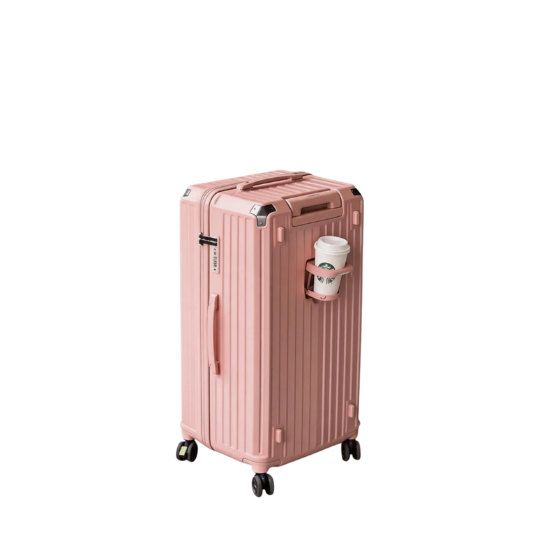 Large Capacity Durable Suitcase – Upgraded Cup Holder (Cornelian Pink) (TR-HARD-0040)
