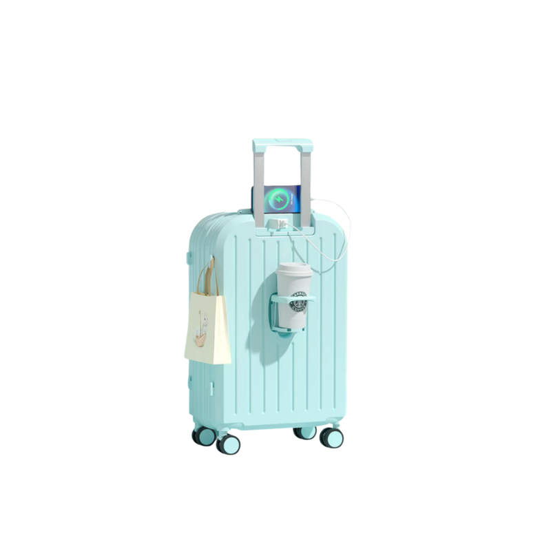 Little Fresh Suitcase – USB & Cup Holder (Sky Blue) (TR-HARD-0028)