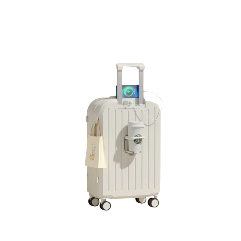 Little Fresh Suitcase – USB & Cup Holder (Milky White) (TR-HARD-0026)