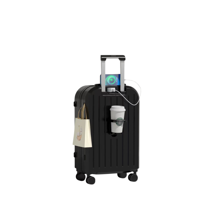 Little Fresh Suitcase – USB & Cup Holder (Classic Black) (TR-HARD-0027)