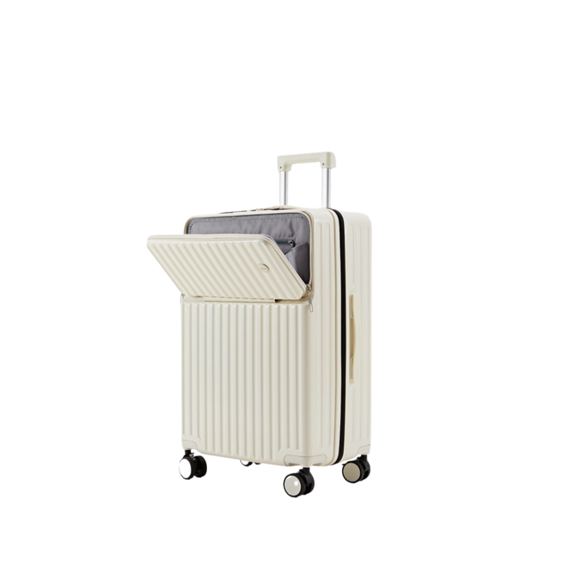 New Large Capacity Suitcase – Front-Opening (Milk White) (TR-HARD-0080)
