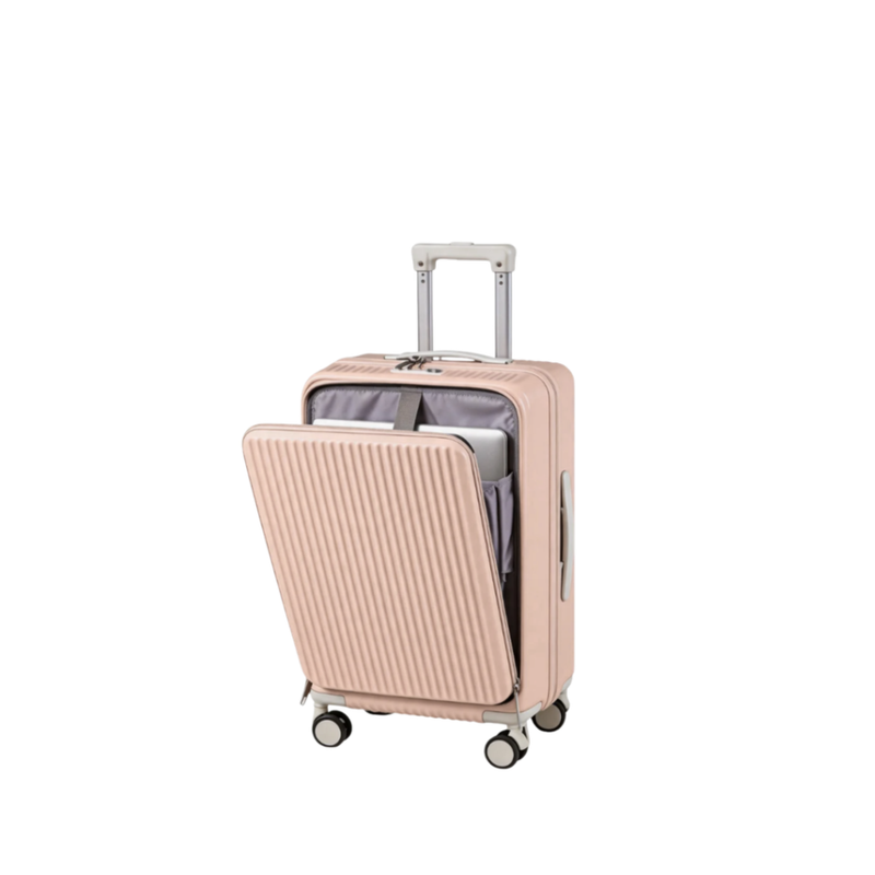 Front-Opening Multifunctional Suitcase – Thickened, USB (Dogwood Pink) (TR-HARD-0079)