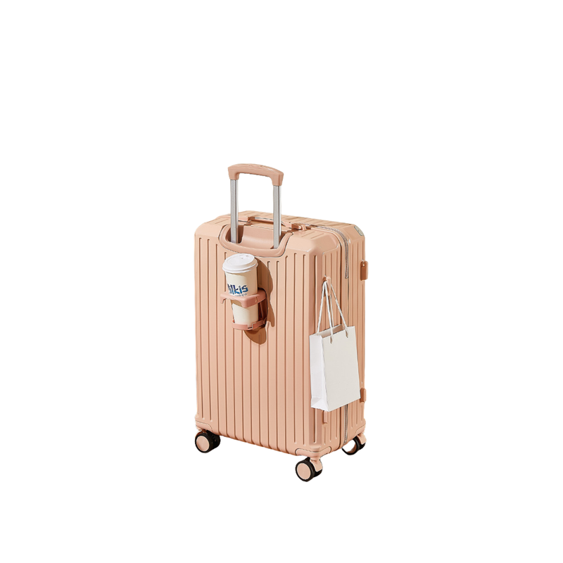 Multifunctional Suitcase – Anti-Collision, Cup Holder (Cornelian Pink) (TR-HARD-0066)