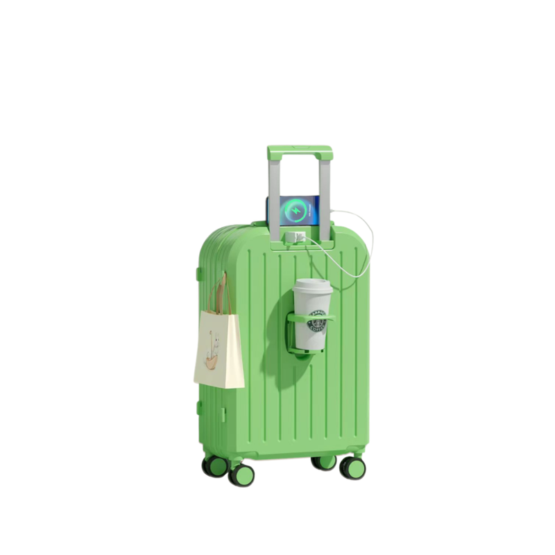 Little Fresh Suitcase – USB & Cup Holder (Matcha Green) (TR-HARD-0031)
