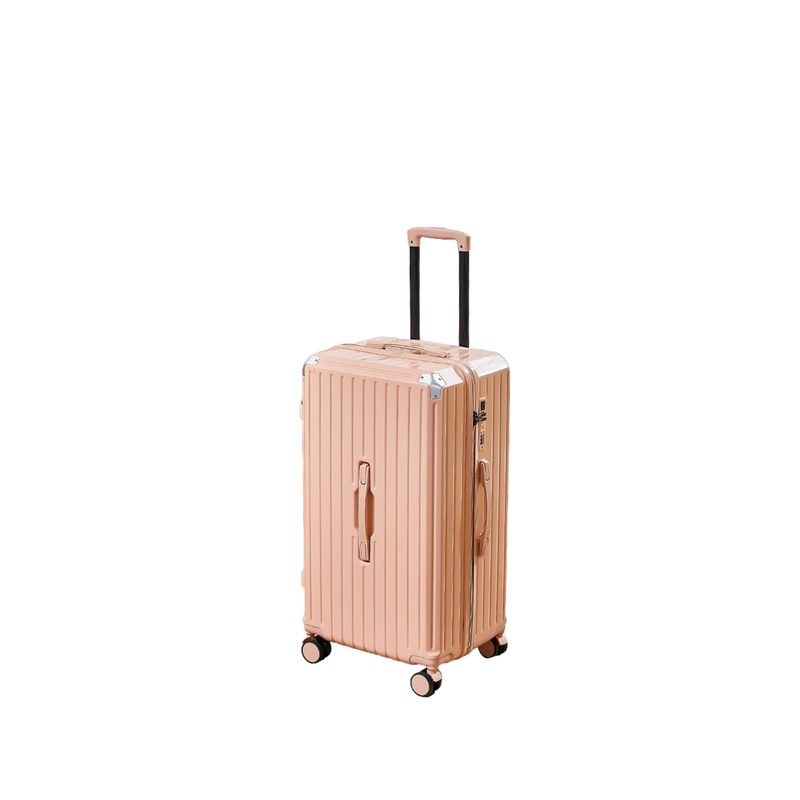 Thickened Suitcase – 5-Wheel, USB, Cup Holder, Hook, Double Mesh (Cornelian Pink) (TR-HARD-0050)