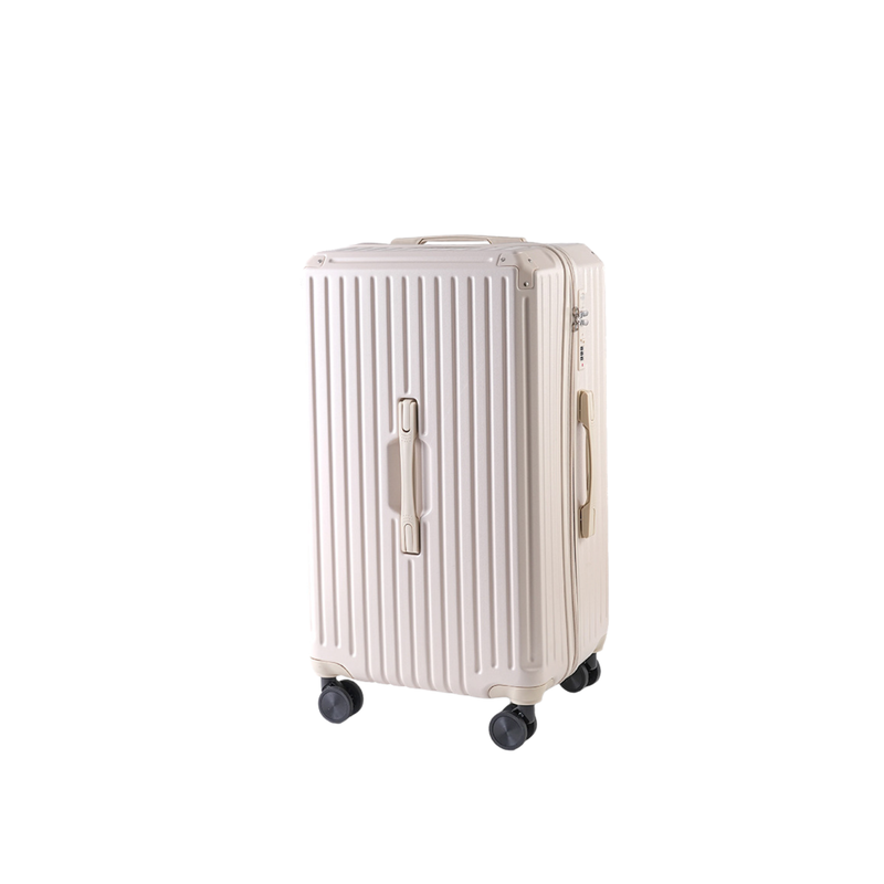 Large Capacity Durable Thickened Luggage – Anti-Burst Zipper & Spinner Wheels Travel Suitcase (Cream White) (TR-HARD-0016)