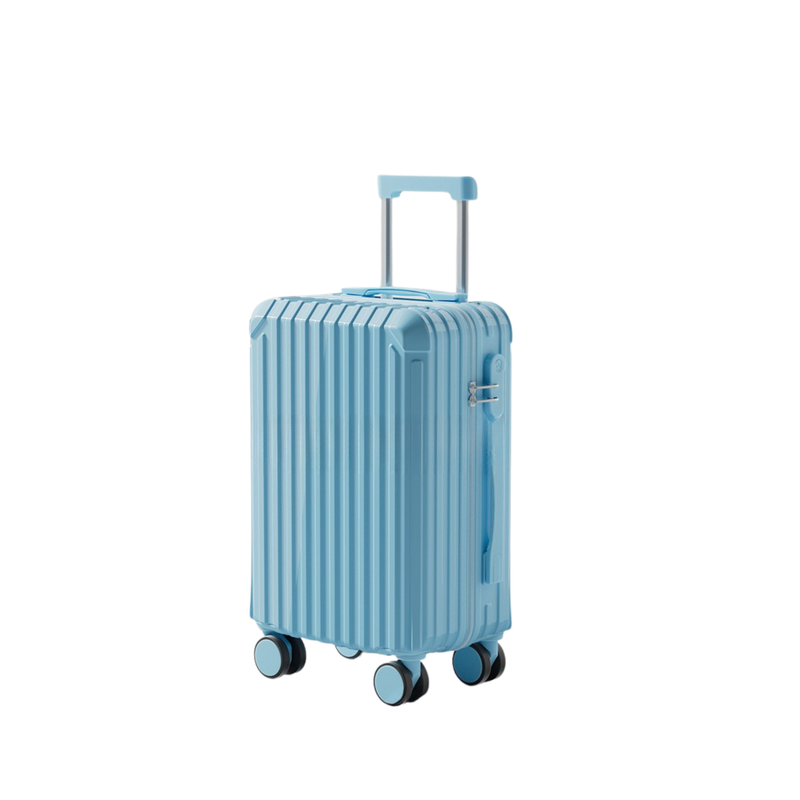 Candy Color Multifunctional Suitcase – Cup Holder & USB (Sky Blue) (TR-HARD-0071)