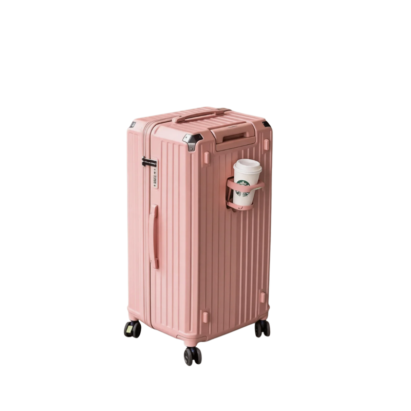 Large Capacity Durable Suitcase – Upgraded Cup Holder (Cornelian Pink) (TR-HARD-0040)