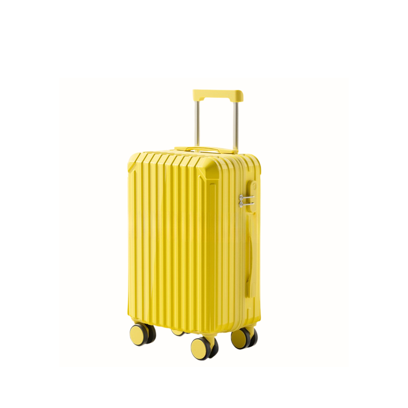 Candy Color Multifunctional Suitcase – Cup Holder & USB (Lemon Yellow) (TR-HARD-0072)