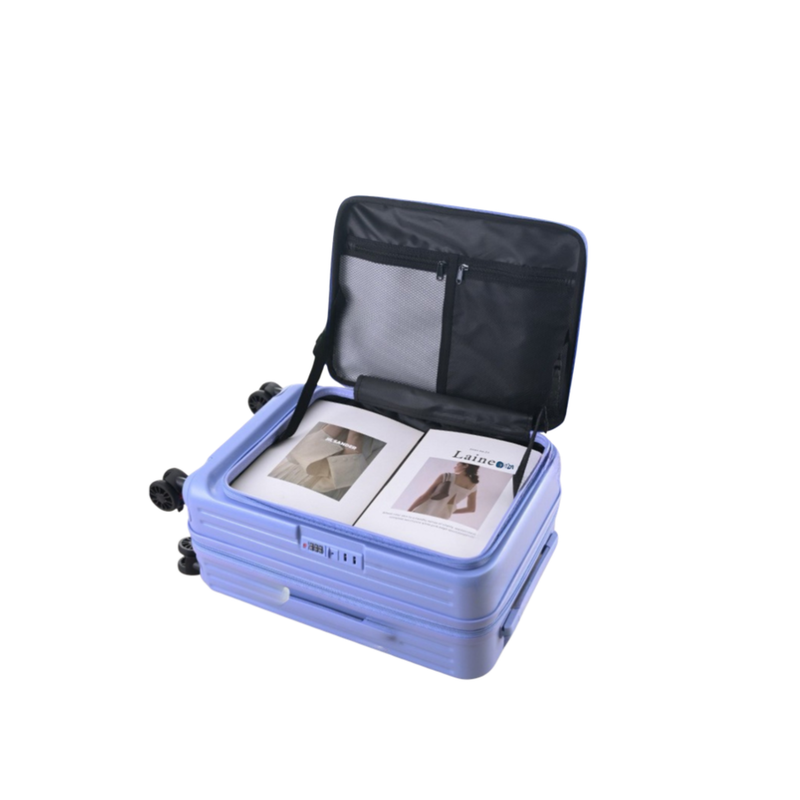 Side‑Open Expandable Suitcase – Zipper Expandable, 1/9 Split (Azure Blue) (TR-HARD-0094)