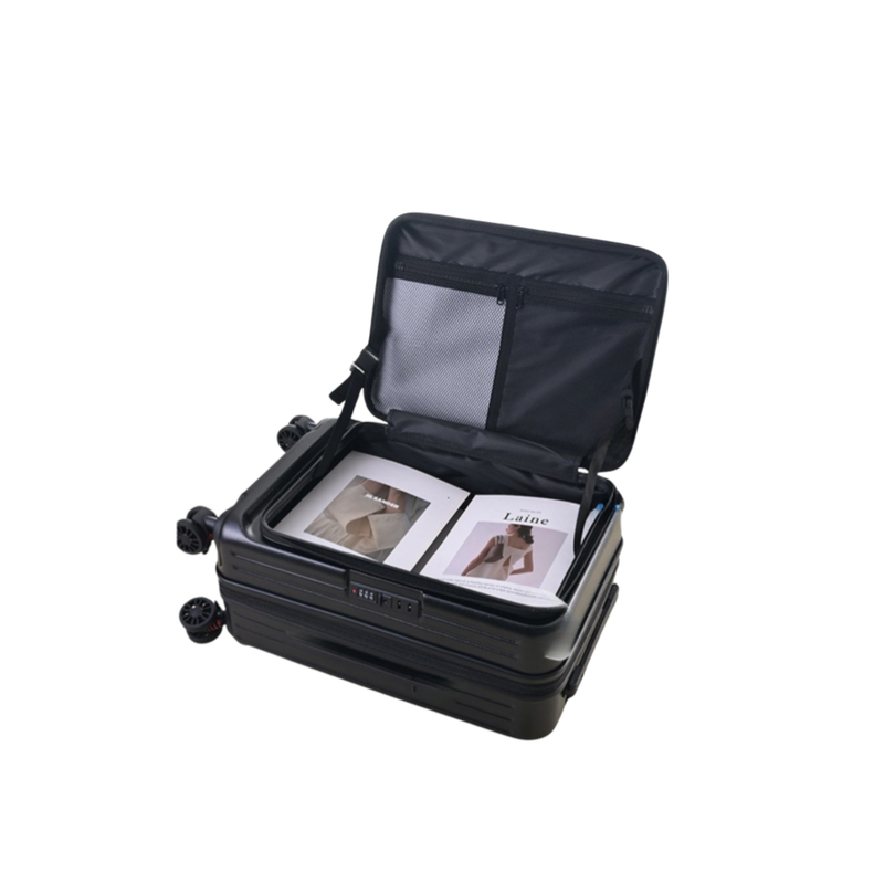 Side‑Open Expandable Suitcase – Zipper Expandable, 1/9 Split (Midnight Black) (TR-HARD-0100)