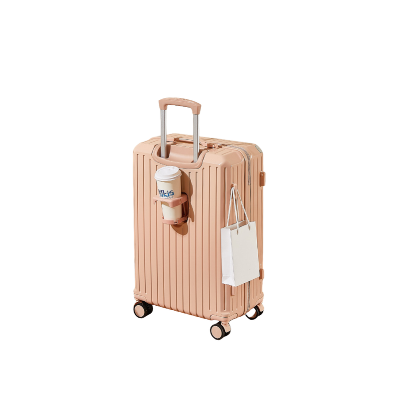 Multifunctional Suitcase – Anti-Collision, Cup Holder (Cornelian Pink) (TR-HARD-0066)