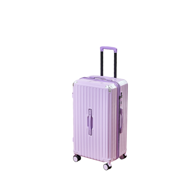 Thickened Suitcase – 5-Wheel, USB, Cup Holder, Hook, Double Mesh (Goddess Purple) (TR-HARD-0052)