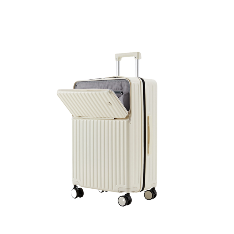 New Large Capacity Suitcase – Front-Opening (Milk White) (TR-HARD-0080)