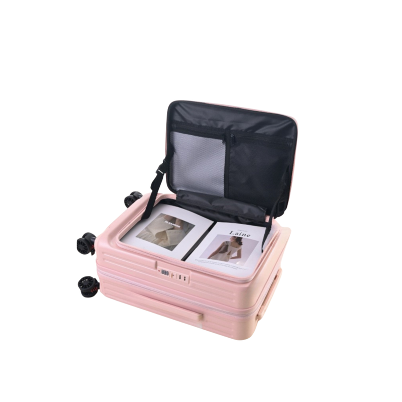 Side‑Open Expandable Suitcase – Zipper Expandable, 1/9 Split (Sakura Pink) (TR-HARD-0097)