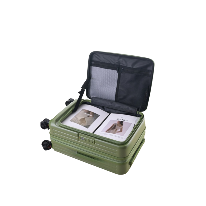 Side‑Open Expandable Suitcase – Zipper Expandable, 1/9 Split (Army Green) (TR-HARD-0095)