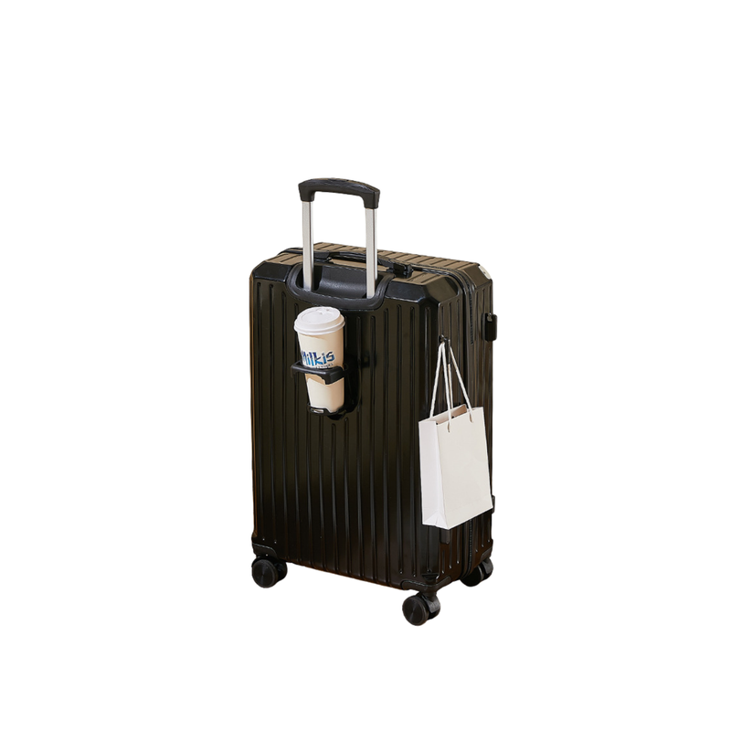 Multifunctional Suitcase – Anti-Collision, Cup Holder (Cool Black) (TR-HARD-0065)