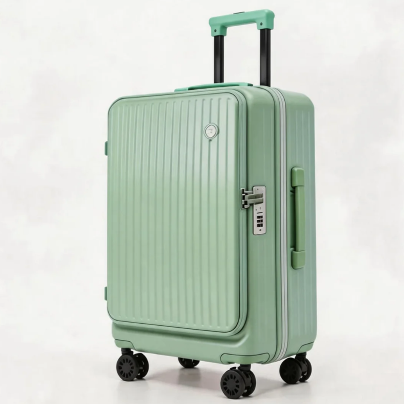 Side-Open Expandable Suitcase – Travel Luggage with Spinner Wheels (Matcha Green) (TR-HARD-0096)
