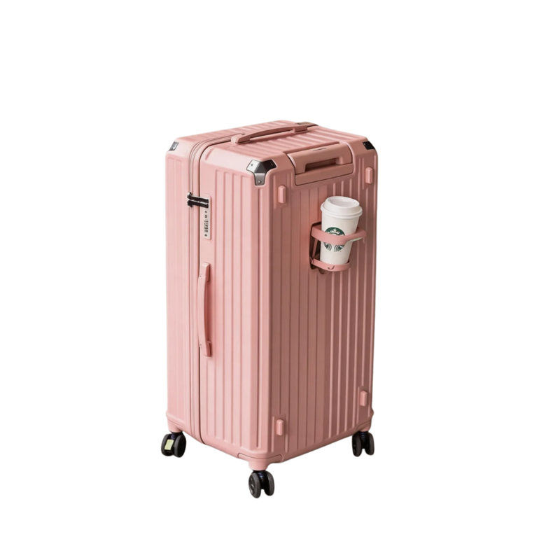 Large Capacity Durable Suitcase – Upgraded Cup Holder (Cornelian Pink) (TR-HARD-0040)