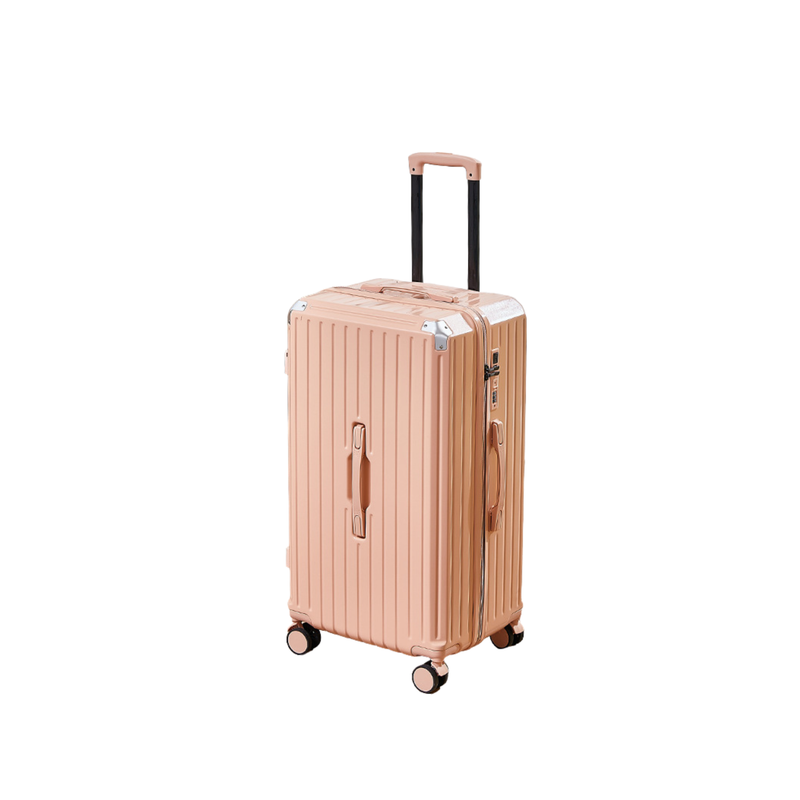 Thickened Suitcase – 5-Wheel, USB, Cup Holder, Hook, Double Mesh (Cornelian Pink) (TR-HARD-0050)