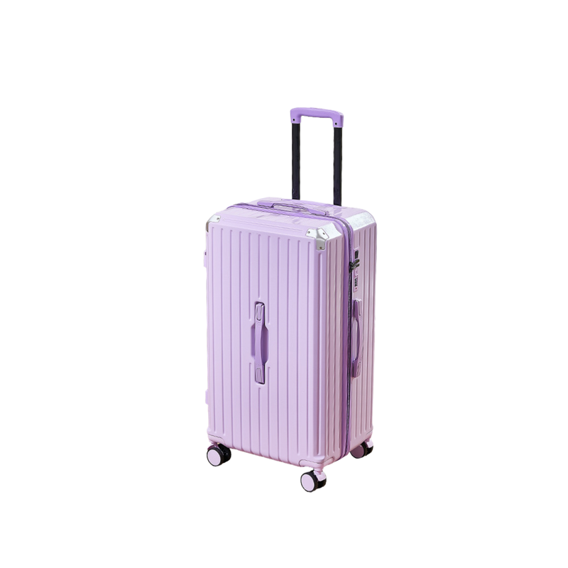 Thickened Suitcase – 5-Wheel, USB, Cup Holder, Hook, Double Mesh (Goddess Purple) (TR-HARD-0052)