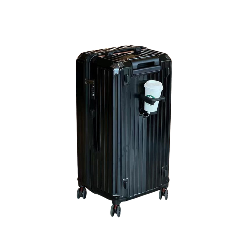 Large Capacity Durable Suitcase – Upgraded Cup Holder (Premium Black) (TR-HARD-0039)
