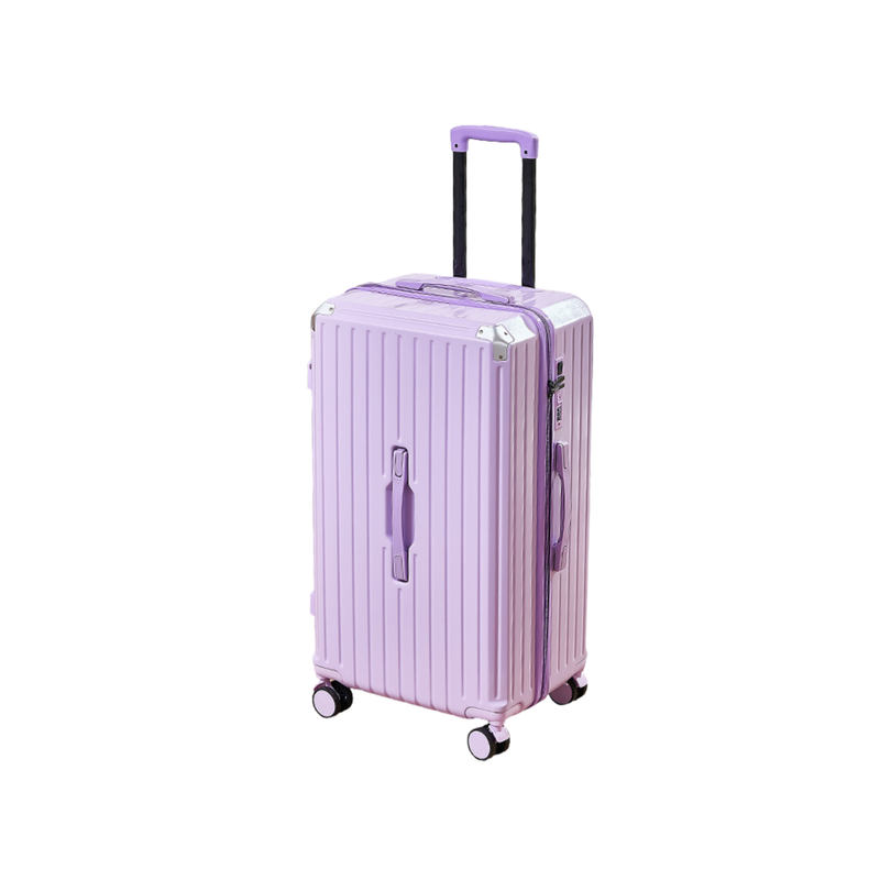 Thickened Suitcase – 5-Wheel, USB, Cup Holder, Hook, Double Mesh (Goddess Purple) (TR-HARD-0052)