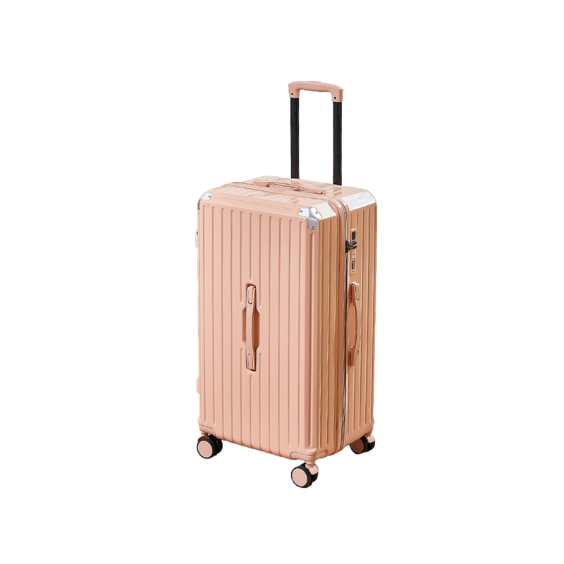 Thickened Suitcase – 5-Wheel, USB, Cup Holder, Hook, Double Mesh (Cornelian Pink) (TR-HARD-0050)