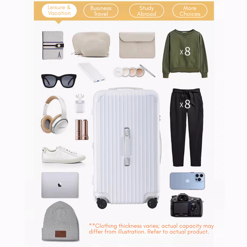 Little Fresh Suitcase – 7:3 Split Lightweight Travel Luggage (White) (TR-HARD-0009)