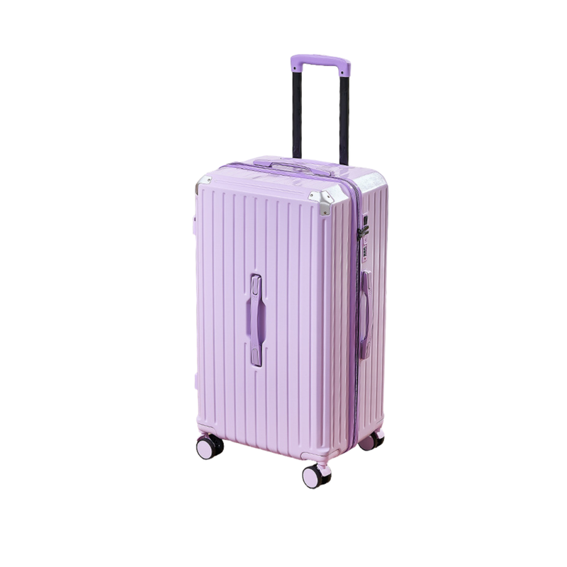 Thickened Suitcase – 5-Wheel, USB, Cup Holder, Hook, Double Mesh (Goddess Purple) (TR-HARD-0052)