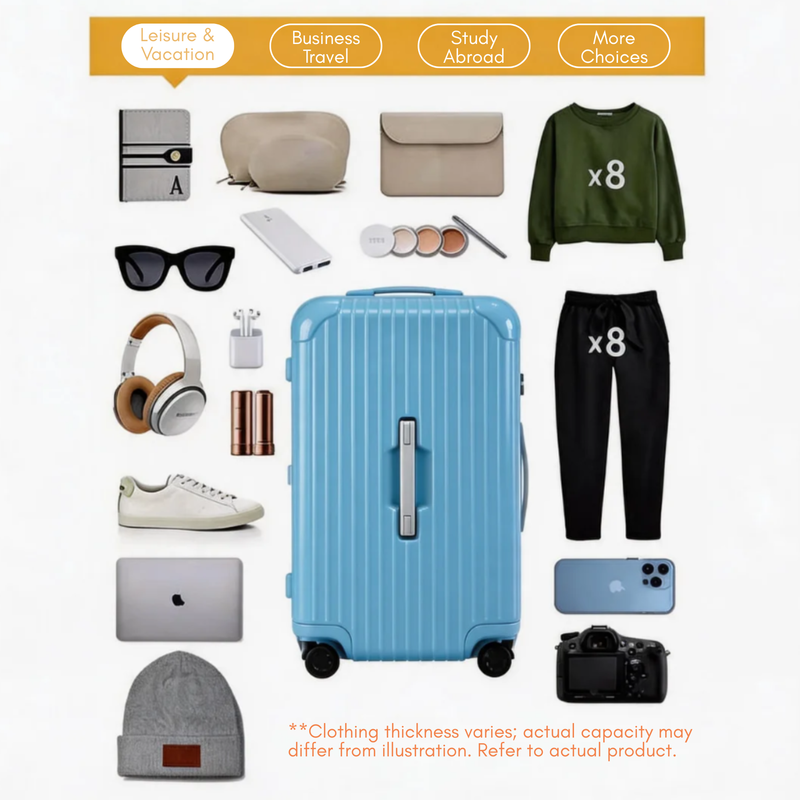 Little Fresh Suitcase – 7:3 Split Lightweight Travel Luggage (Light Blue) (TR-HARD-0012)