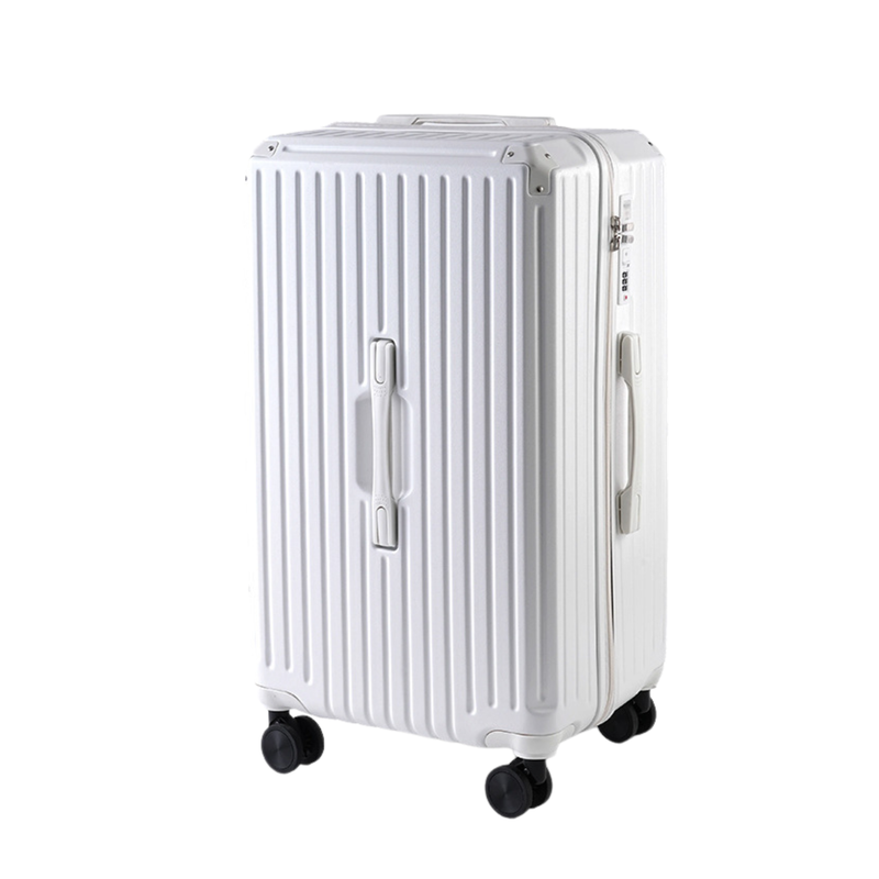 Large Capacity Durable Thickened Luggage – Anti-Burst Zipper & Spinner Wheels Travel Suitcase (Pure White) (TR-HARD-0015)