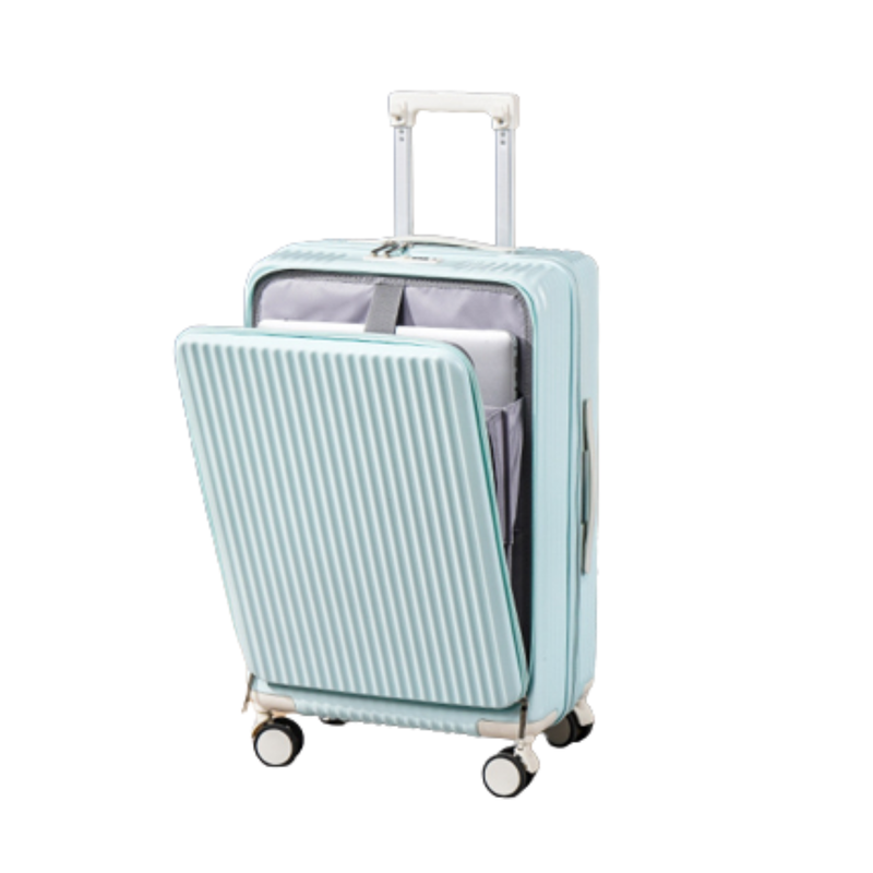 Front-Opening Multi-Functional Suitcase – Thickened Hardshell Luggage with USB Charging Port & Spinner Wheels (Mint Green) (TR-HARD-0076)